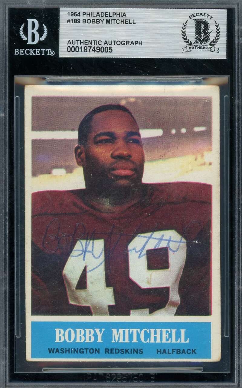 Bobby Mitchell Beckett BAS Vintage Signed 1964 Philadelphia Autograph