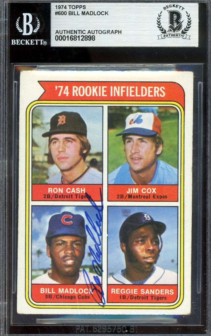 Bill Madlock Beckett BAS Signed 1974 Topps Rookie Autograph 1