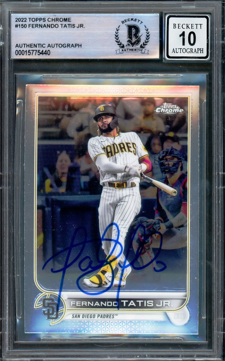 Fernando Tatis Jr. Signed 2022 Topps Chrome Card 150 Padres Auto 10 Beckett