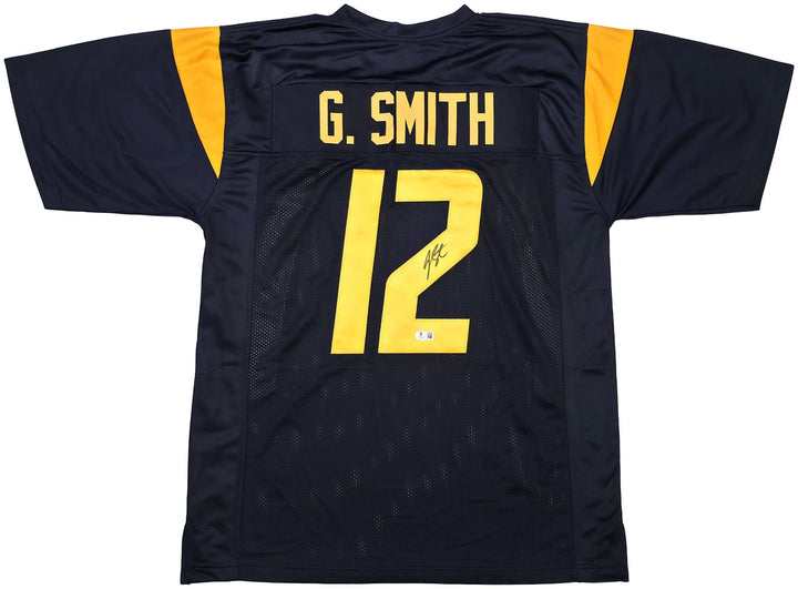West Virginia Mountaineer Geno Smith Signed Blue Jersey Beckett Witness