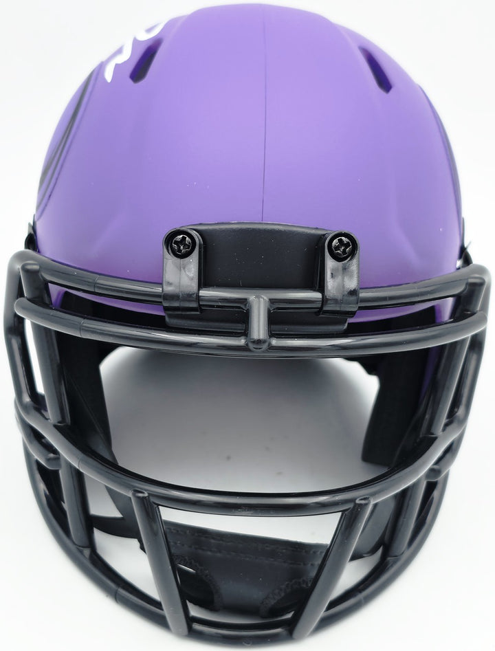 Jordan Addison Signed Vikings Rave Purple Speed Mini Helmet (In White) Beckett