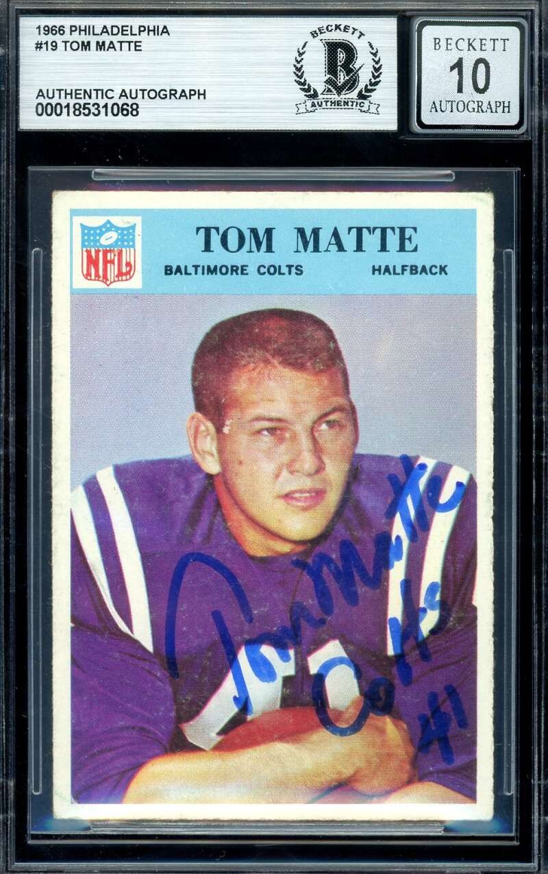 Tom Matte Gem Mint 10 Beckett BAS Signed 1966 Philadelphia Autograph