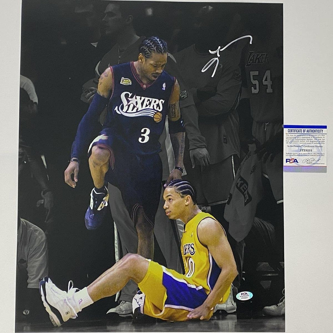 Autographed/Signed ALLEN IVERSON Spotlight Step-Over 16x20 Photo PSA COA