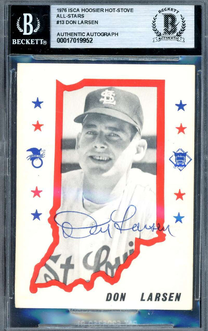 Don Larsen Beckett BAS Signed 1976 ISCA Hoosier Hot Stove All Stars