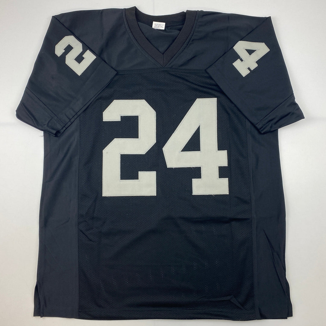 Facsimile Autographed Charles Woodson Oakland Black Reprint Jersey Size Men's XL