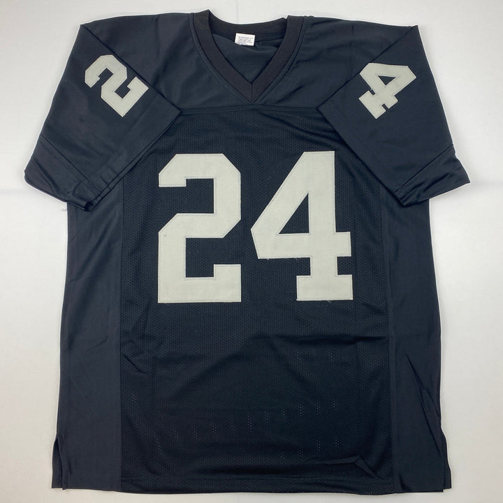 Facsimile Autographed Charles Woodson Oakland Black Reprint Jersey Size Men's XL