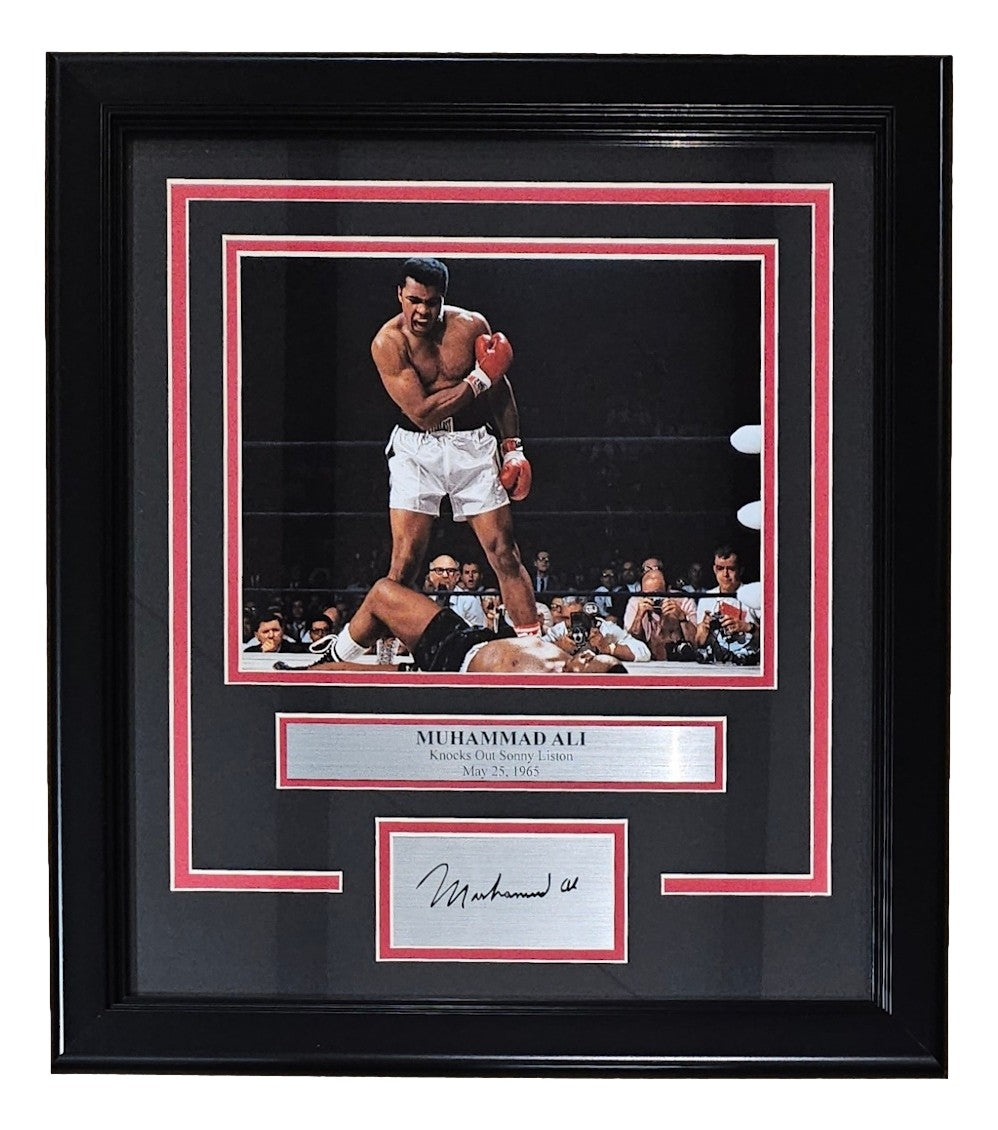 Muhammad Ali Framed 8x10 Sonny Liston KO Photo w/ Laser Engraved Signature