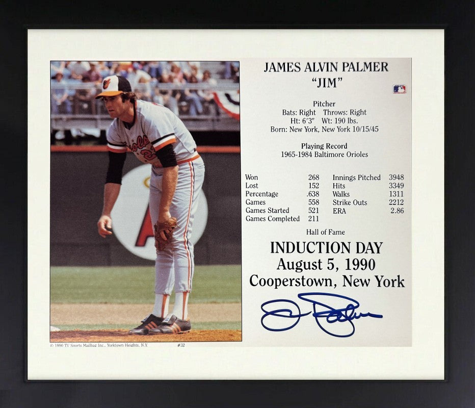 Jim Palmer signed Orioles Hall of Fame Induction Day 8x10 Photo Framed-COA/3X CY