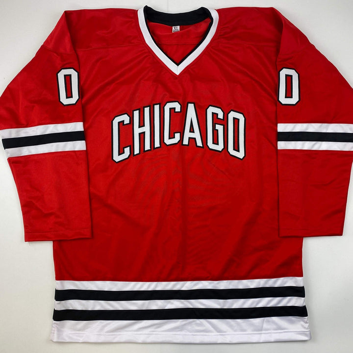 Autographed/Signed Chevy Chase Clark Griswold Vacation Red Jersey Beckett COA