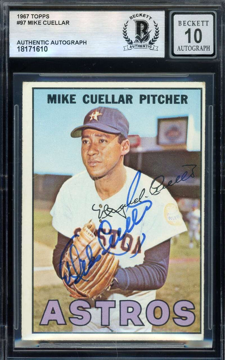 Mike Cuellar Gem Mint 10 Beckett BAS Signed 1967 Topps Autograph