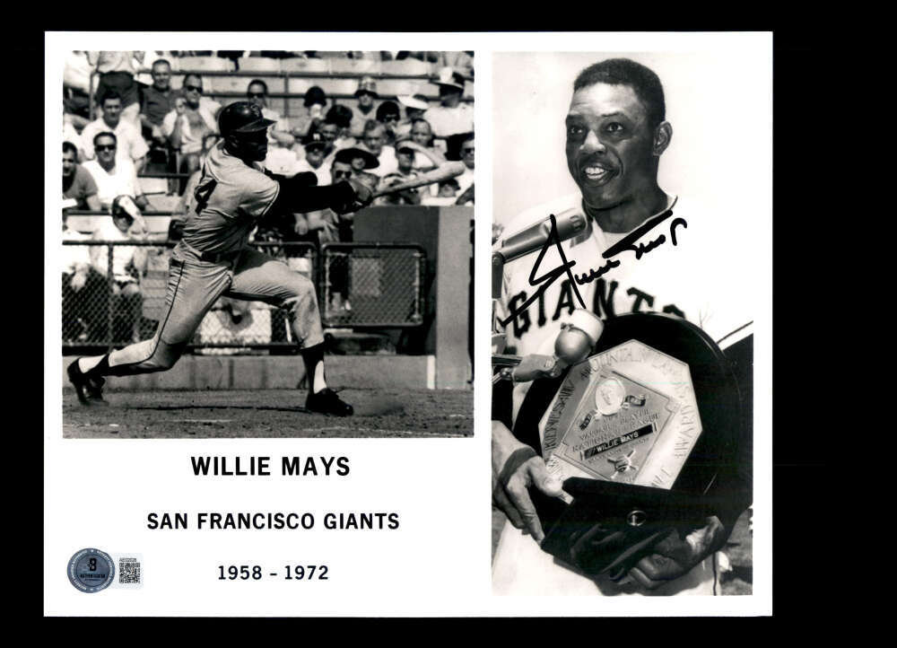 Willie Mays Beckett BAS Autograph  8x10 Photo Signed Giants