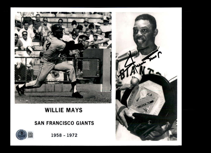 Willie Mays Beckett BAS Autograph  8x10 Photo Signed Giants