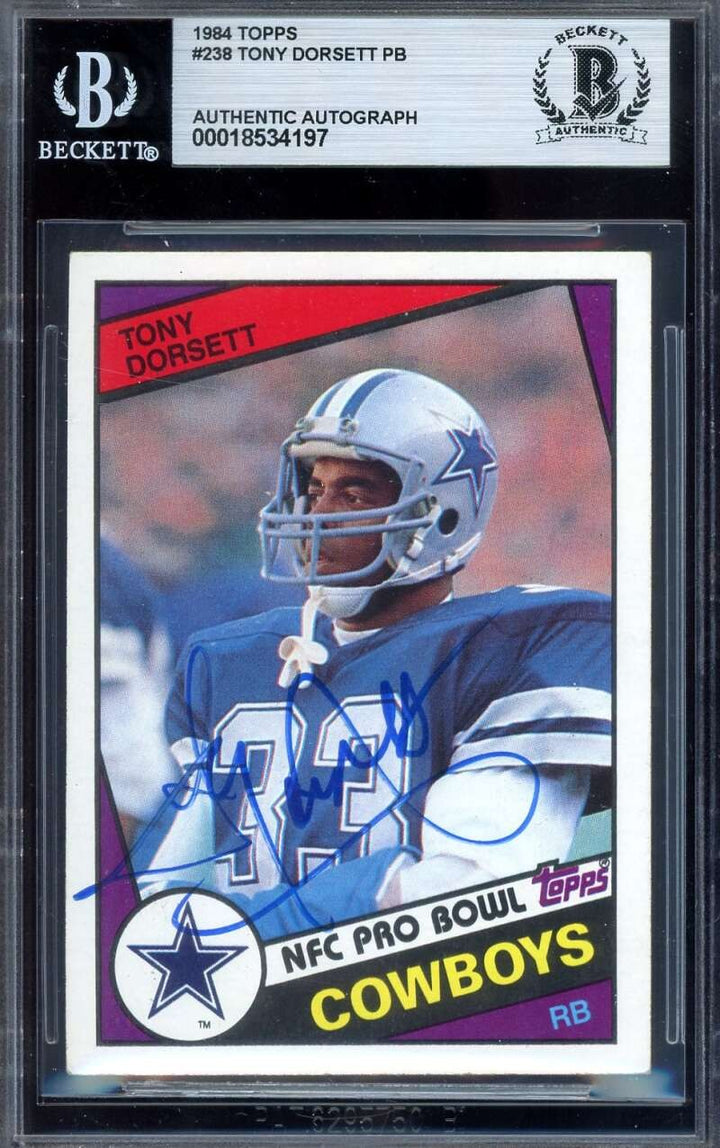Tony Dorsett Beckett BAS Signed 1984 Topps Autograph