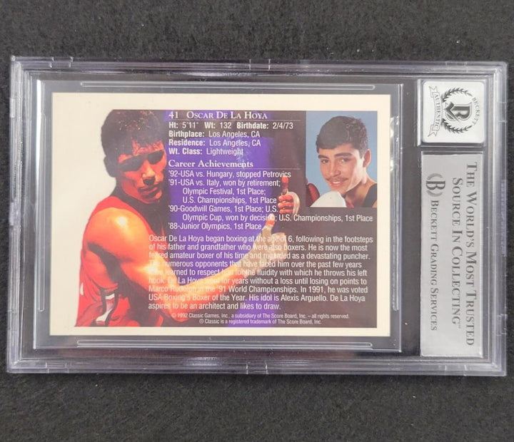 Oscar De La Hoya signed 1992 Classic World Class Athletes RC card ~ BAS 10 auto