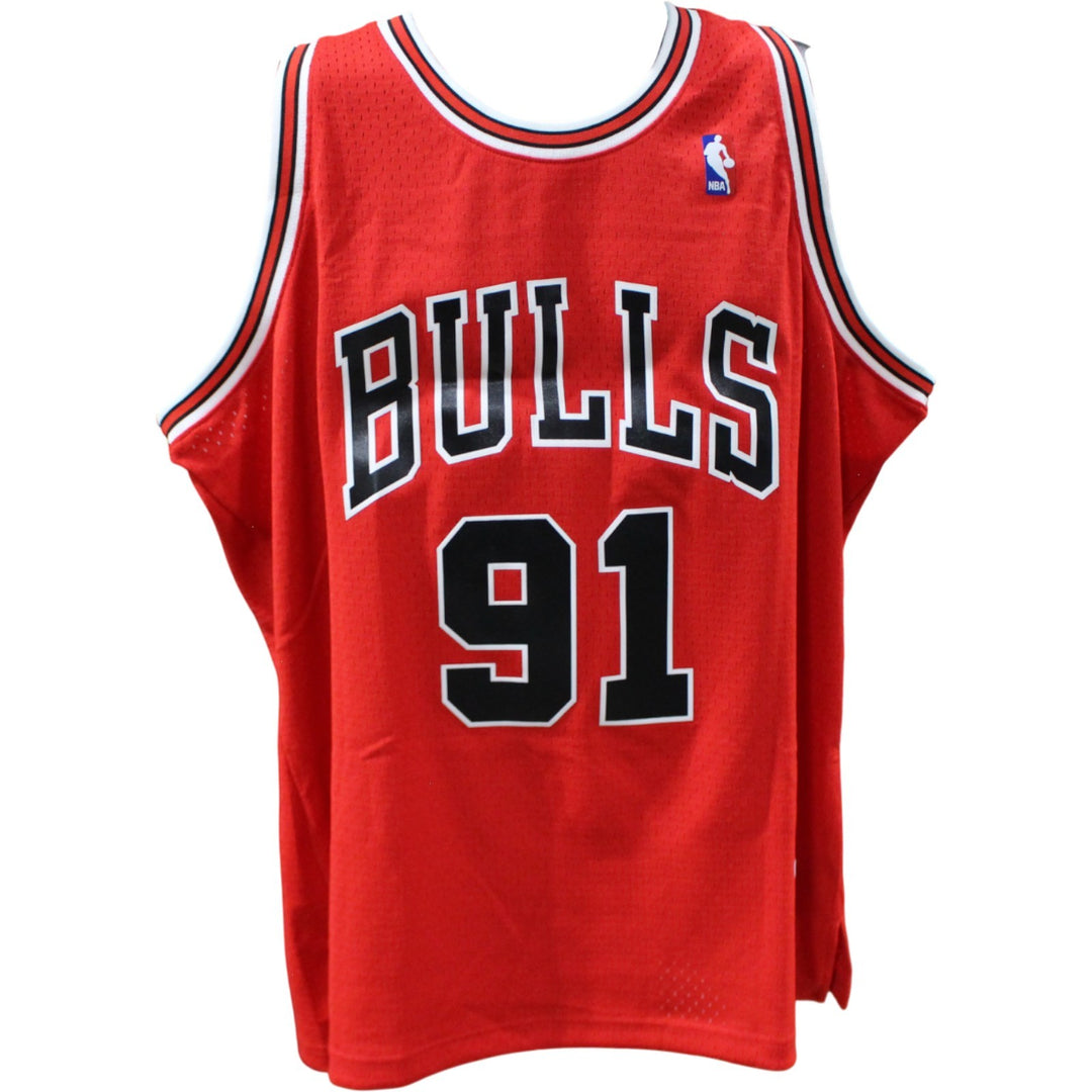 Dennis Rodman Autographed Chicago Bulls M&N Hardwood XL Jersey Beckett 54631
