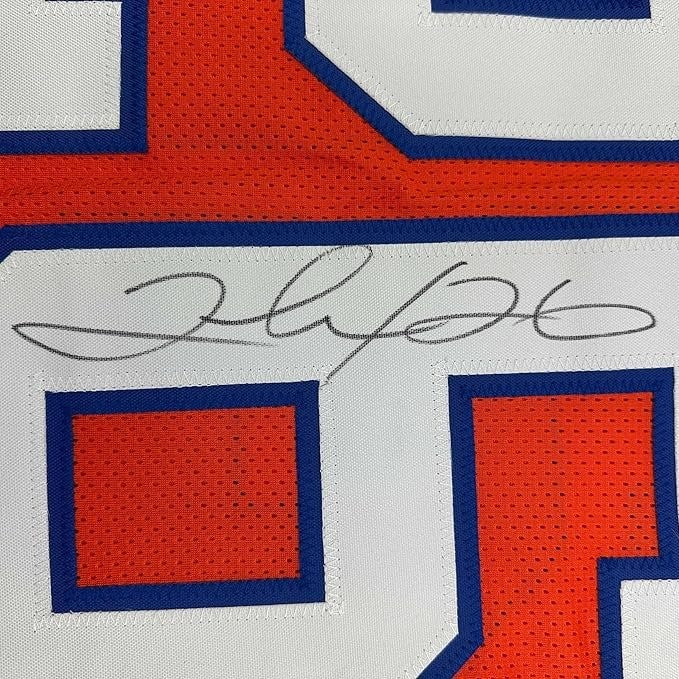 Framed Autographed/Signed Clinton Portis 35x39 Denver Orange Jersey BAS COA