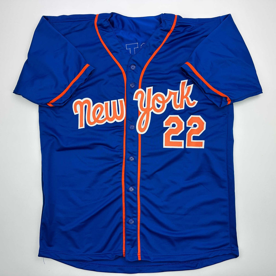 Facsimile Autographed Juan Soto New York Blue Reprint Jersey Size Men's XL
