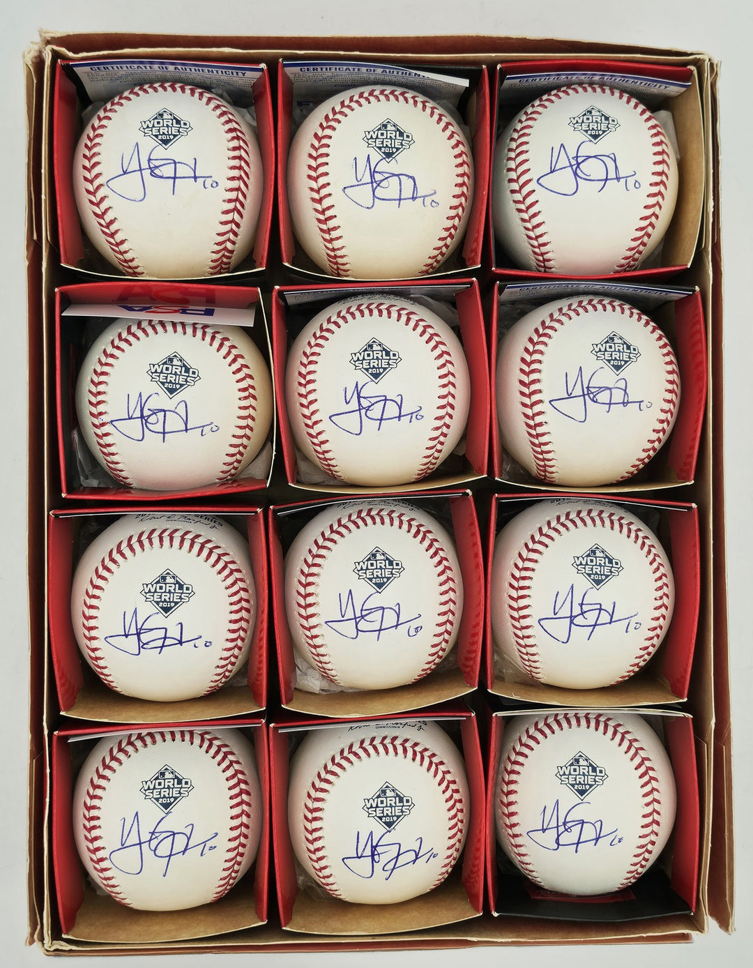 Yan Gomes Signed 2019 WS Baseball 12 Count Lot Washington Nationals PSA/DNA