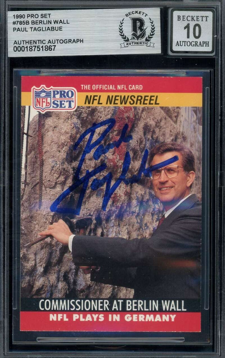 Paul Tagliabue Gem Mint 10 Beckett BAS Signed 1990 Pro Set  Rookie Autograph
