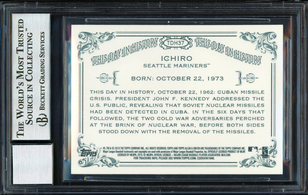 Ichiro Suzuki Auto 2010 Topps Allen Ginter This Day Card TDH37 Sig 10 BAS