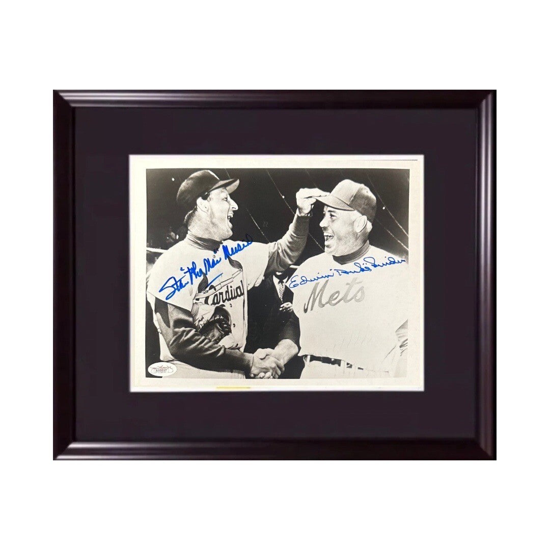 Stan Musial Duke Snider Signed 8x10 Framed Photo Cardinals Full Name Auto JSA