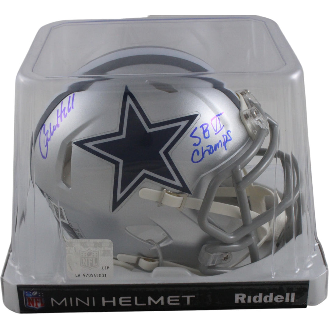 Calvin Hill Autographed Dallas Cowboys Mini Helmet SB VI Champs Beckett 54278
