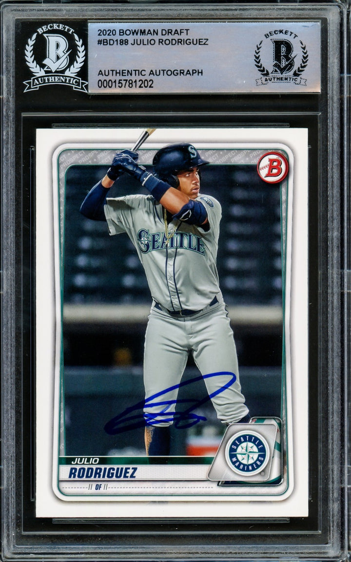Julio Rodriguez Signed 2020 Bowman Draft RC #BD188 Seattle Mariners Beckett
