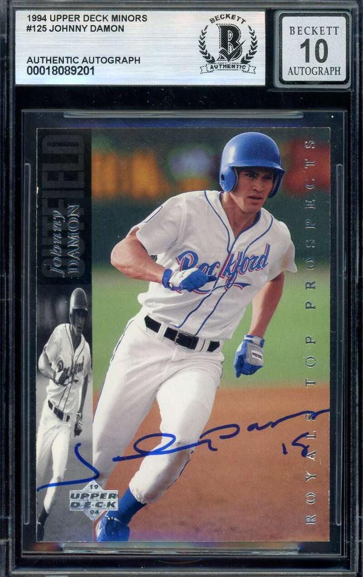 Johnny Damon Gem Mint 10 Beckett BAS Signed 1994 Upper Deck Minors Rookie Autogr