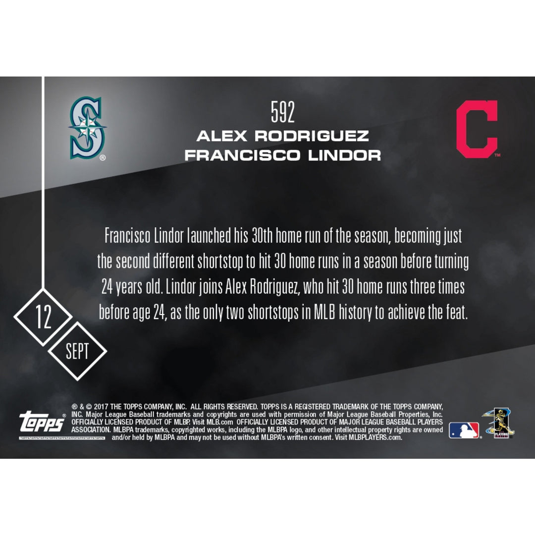 FRANCISCO LINDOR ALEX RODRIGUEZ ONLY SHORTSTOP w/30 HR B4 24 TOPPS NOW CARD #592
