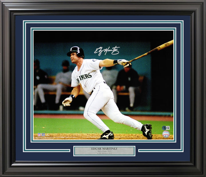 Edgar Martinez Signed Framed 16x20 Photo Mariners The Double Beckett BAS Witness
