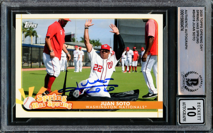 Juan Soto 2020 Topps Opening Day Spring Has Sprung Gem 10 Auto Card Beckett