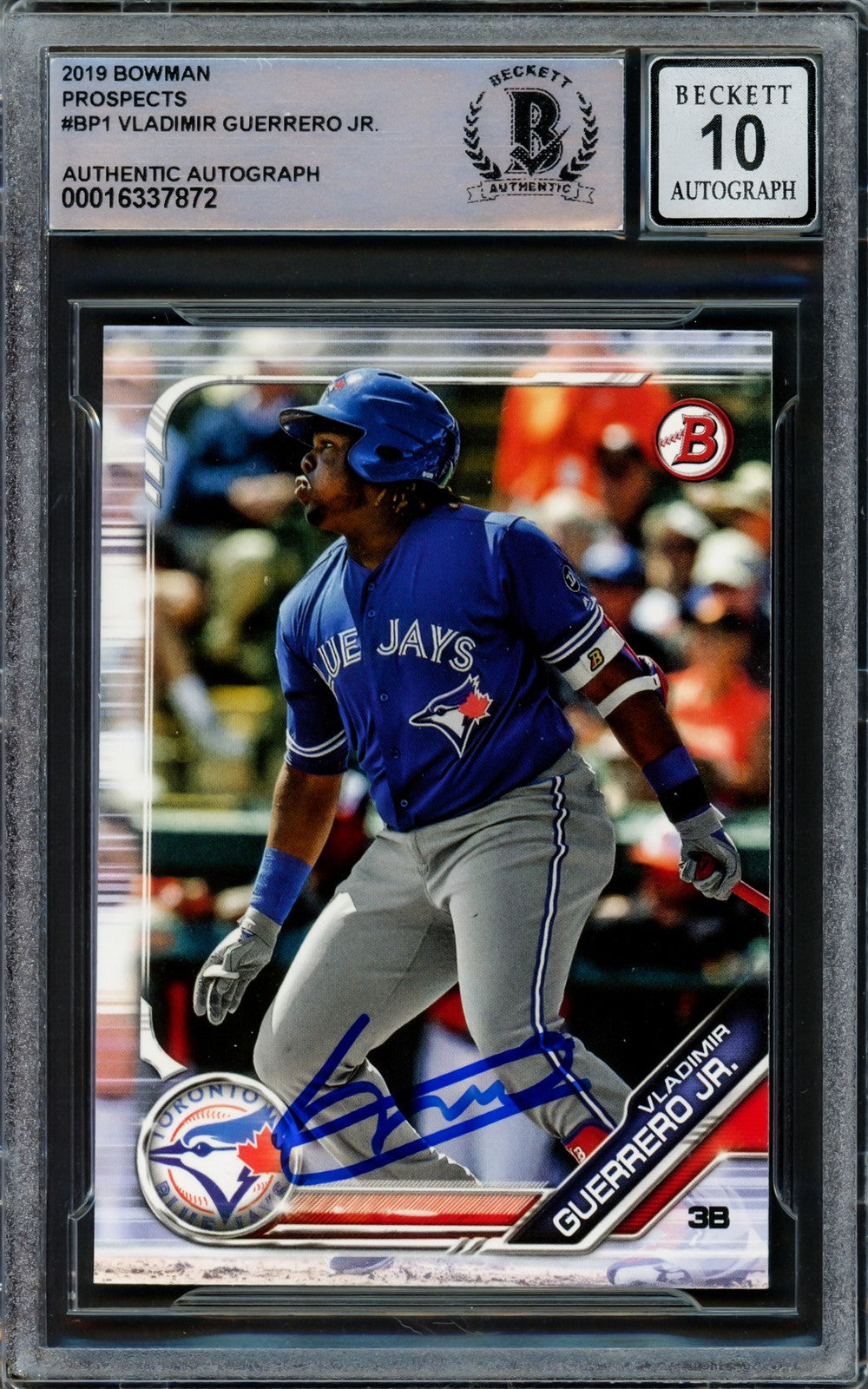 Vladimir Guerrero Jr Auto 2019 Bowman Prospects RC BP1 Blue Jays Auto 10 Beckett