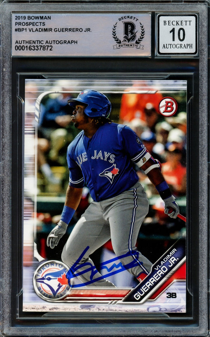 Vladimir Guerrero Jr Auto 2019 Bowman Prospects RC BP1 Blue Jays Auto 10 Beckett