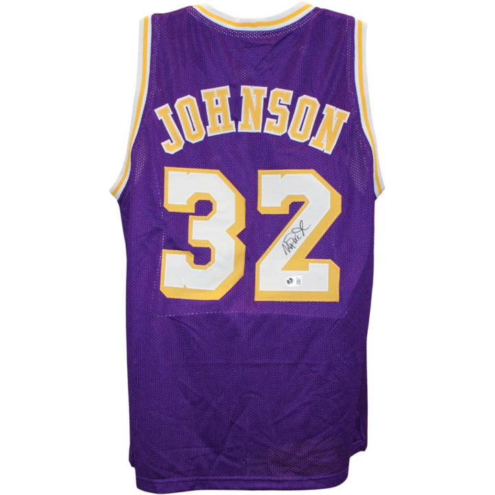 Magic Johnson Autographed Pro Style Showtime Sz XL Jersey Beckett WIT 58487