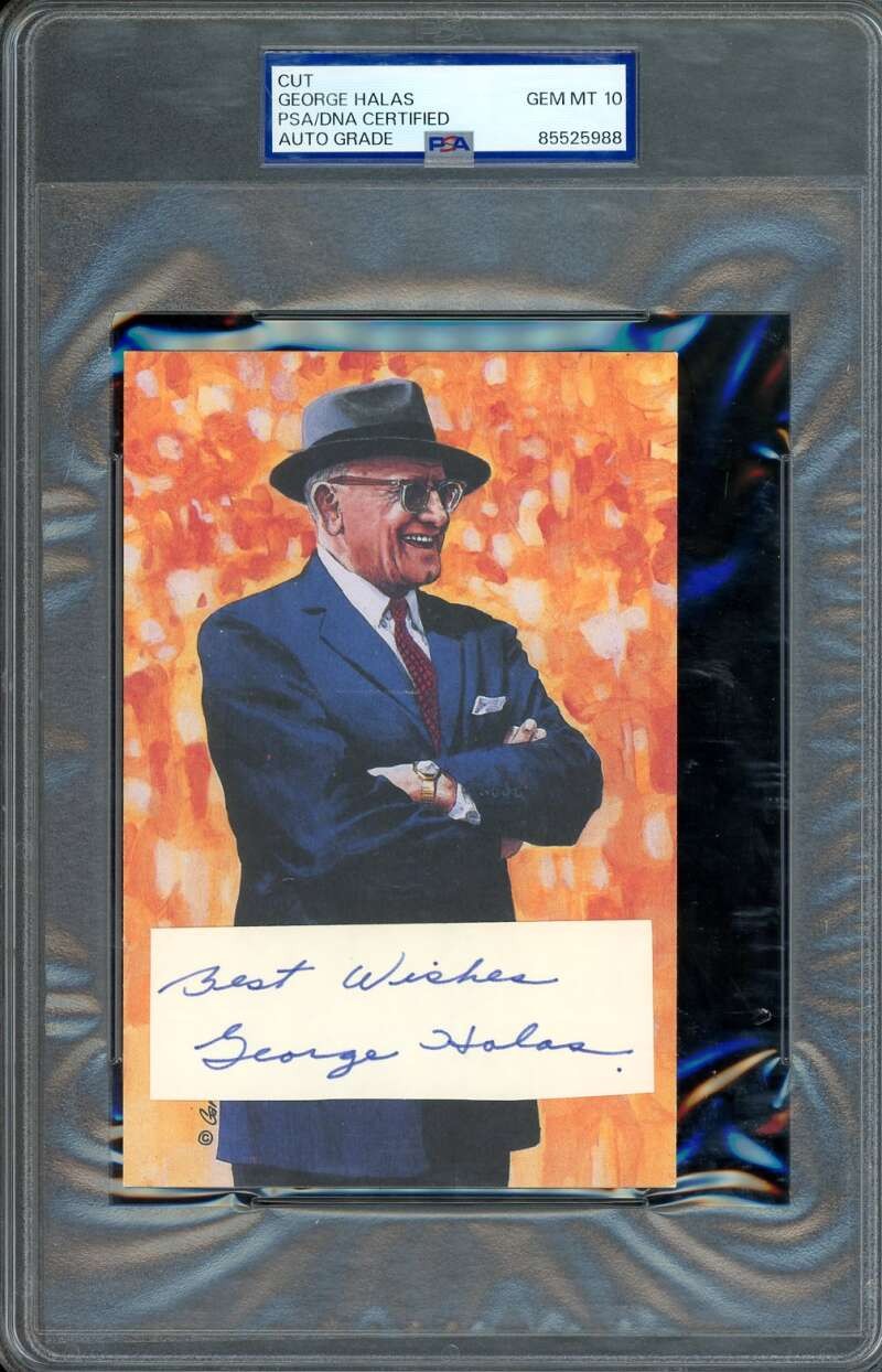 George Halas Gem Mint 10 PSA DNA Signed Goal Line Art Card Cut GLAC Autograph