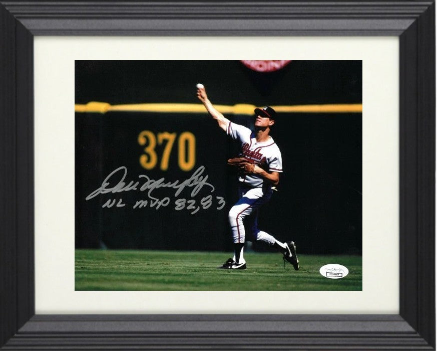 Dale Murphy signed Atlanta Braves 8x10 Photo Framed w/ NL MVP 82, 83 - JSA