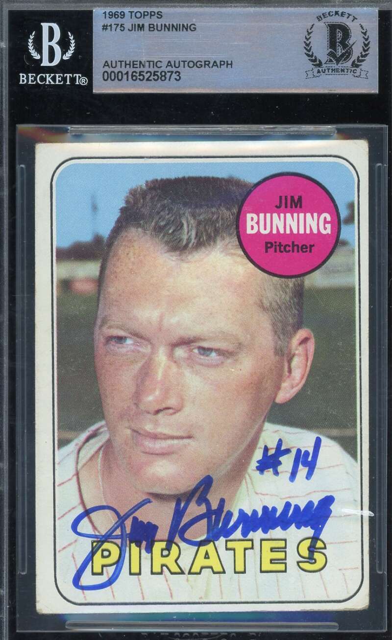 Jim Bunning Beckett BAS Signed 1969 Topps Autograph