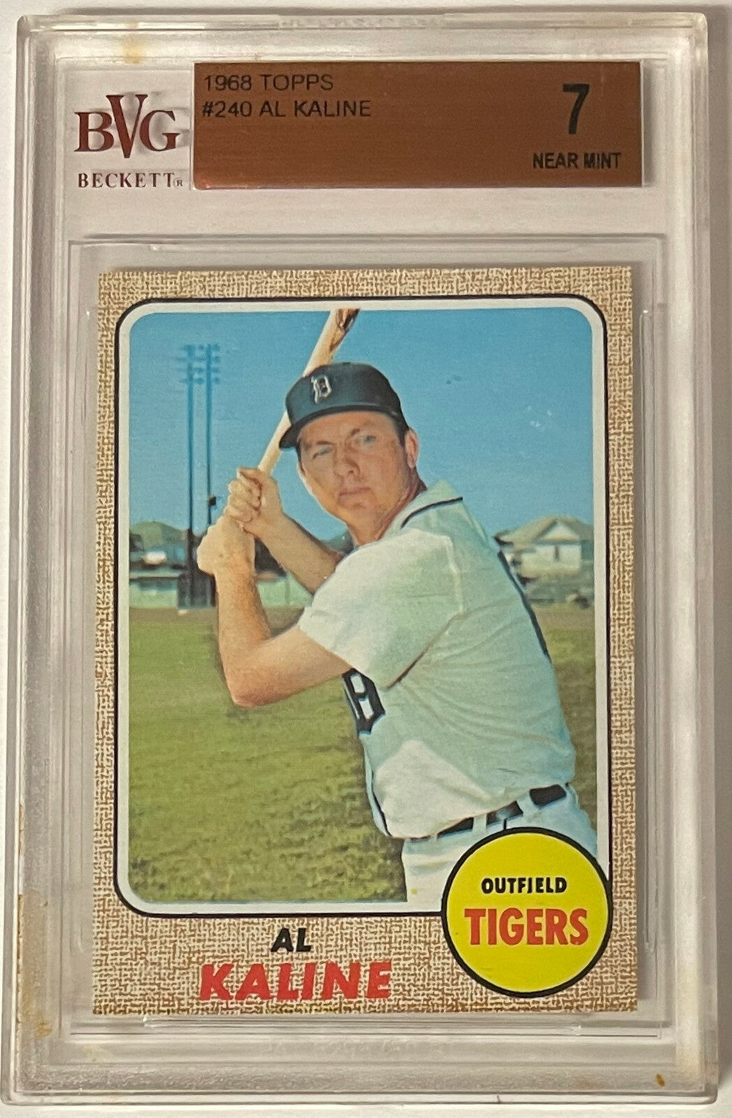 Al Kaline 1968 Topps Baseball Card #240- BVG Graded 7 Near Mint w/Sub Grades