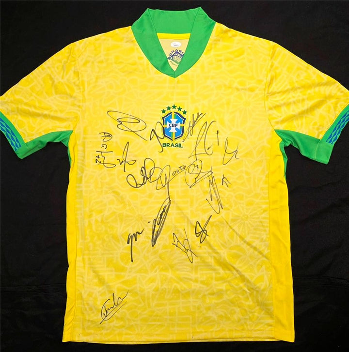 2024 Brazil Team Signed Jersey (16 Autos) Vini Jr, Rodrygo, Danilo, Rafael ~ JSA