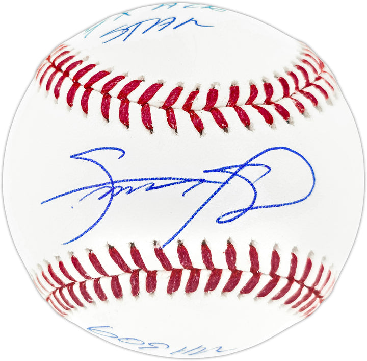 Sammy Sosa Signed Official MLB Baseball Cubs "7x All Star & 609 HR" Beckett Wit