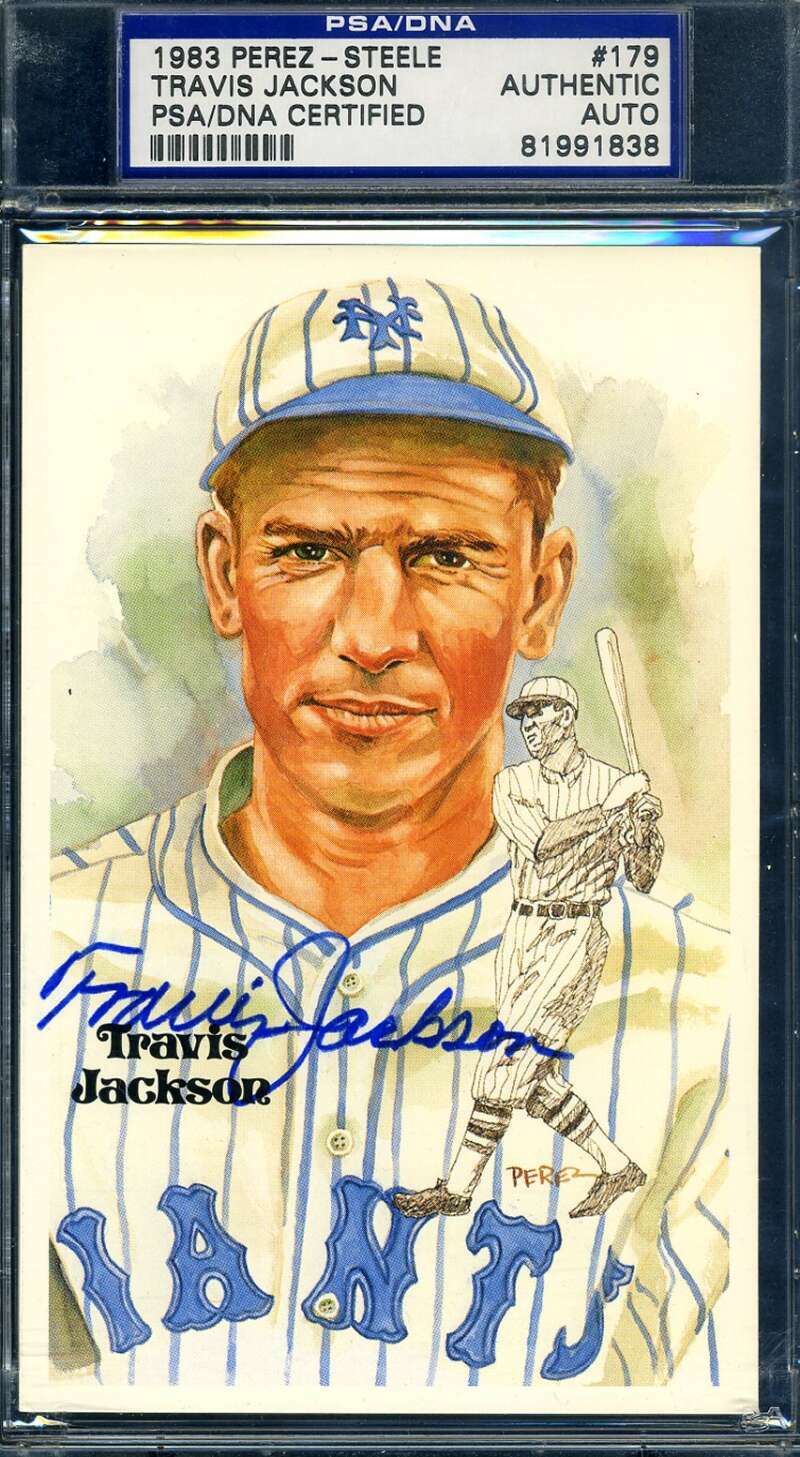 Travis Jackson PSA DNA Coa Signed Perez Steele Postcard Set Break Autograph