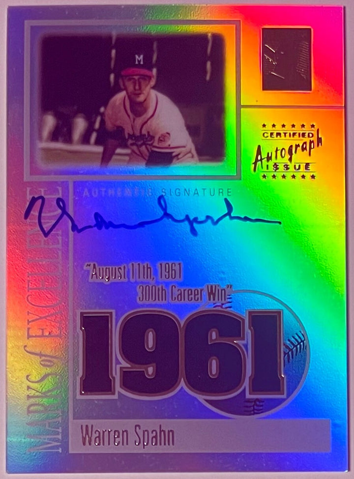 Warren Spahn signed 2002 Topps Tribute Certified On Card Auto -#ME-WS -Milwaukee