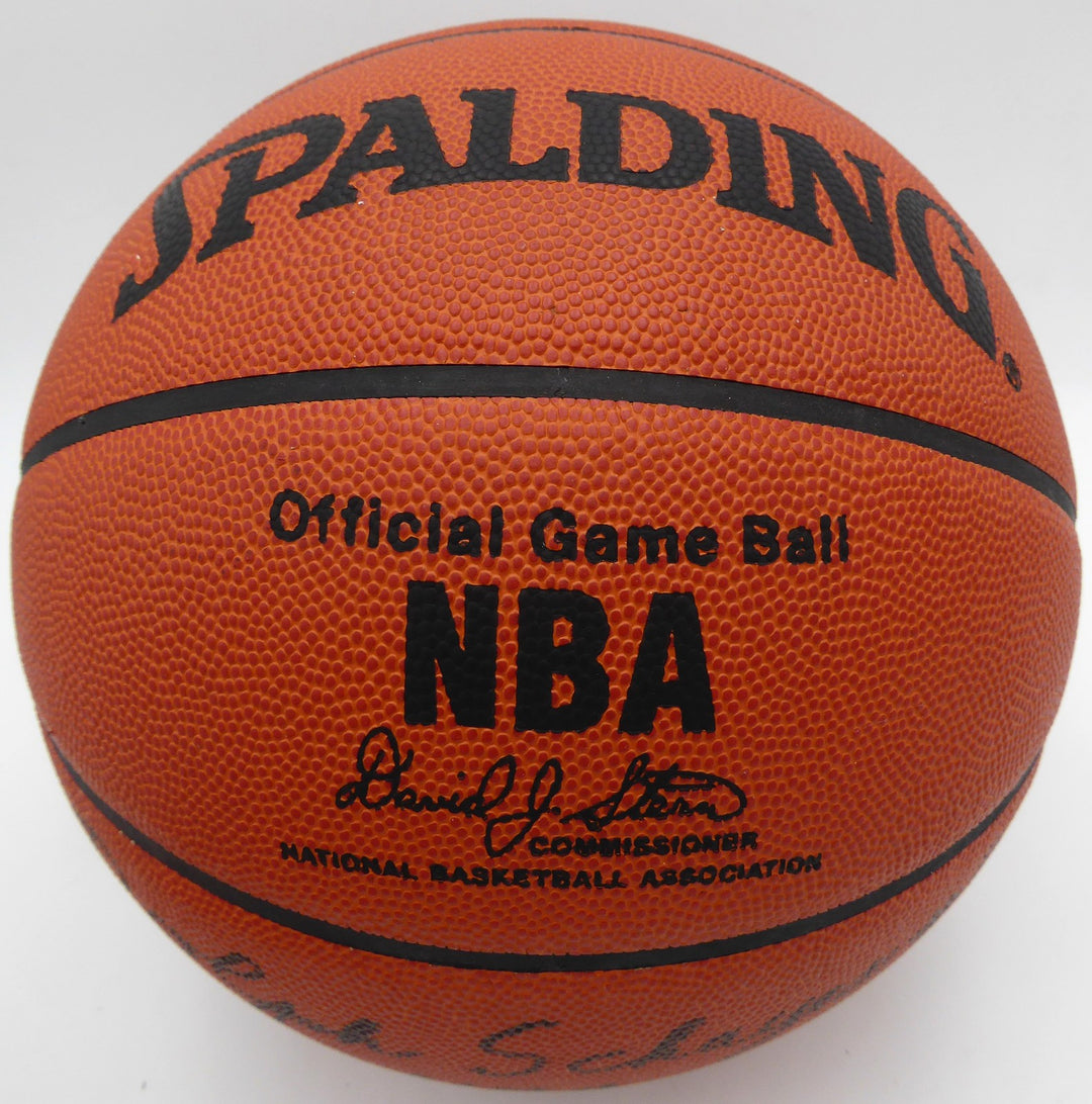 Dolph Schayes Signed NBA Leather Basketball 76ers HOF 72 NBA at 50 Team Beckett