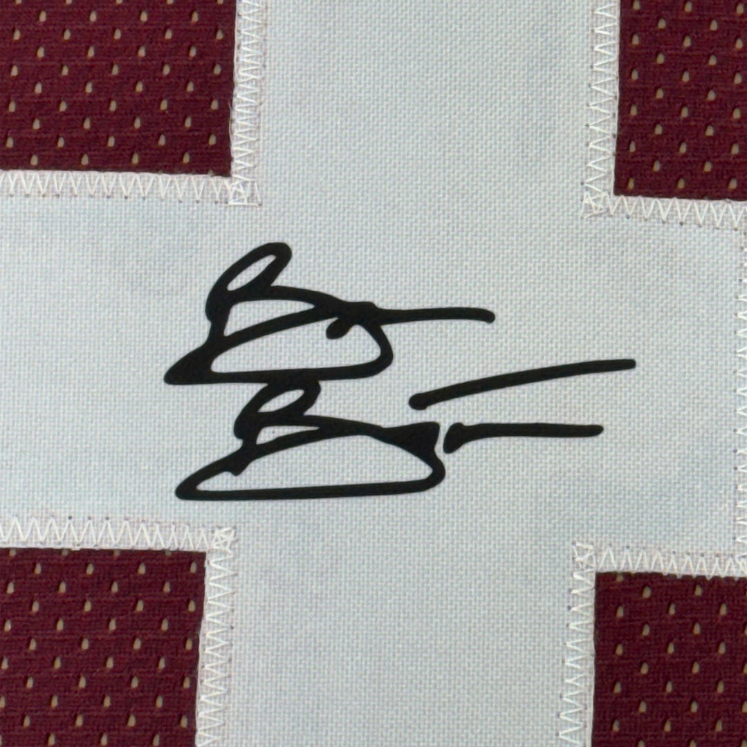 Framed Facsimile Autographed Brian Bosworth 35x39 Oklahoma Red Reprint Jersey