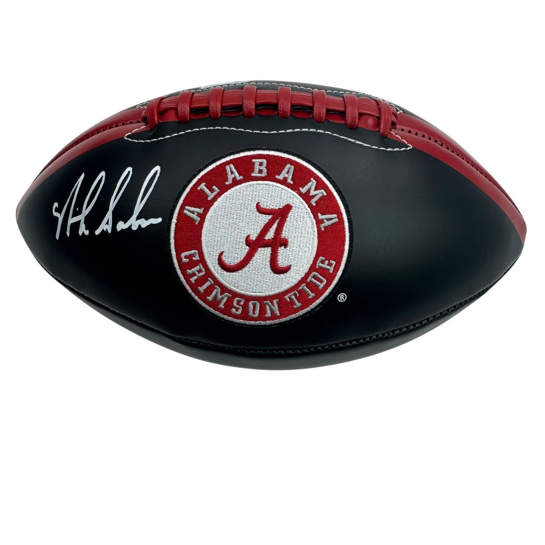 Autographed/Signed Nick Saban Alabama Black Logo College Football BAS COA