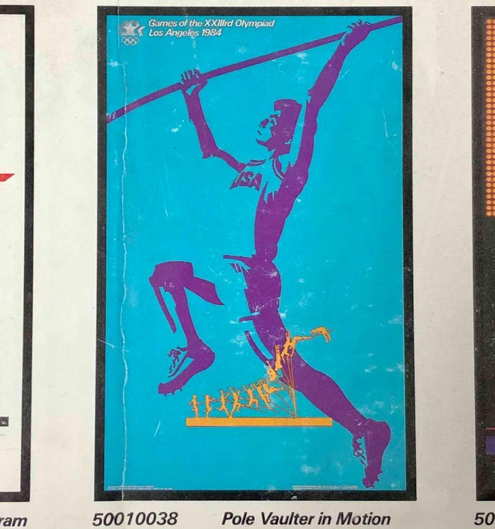 original 1984 Los Angeles Olympic Games 22x34 Pole Vaulter Olympiad poster New