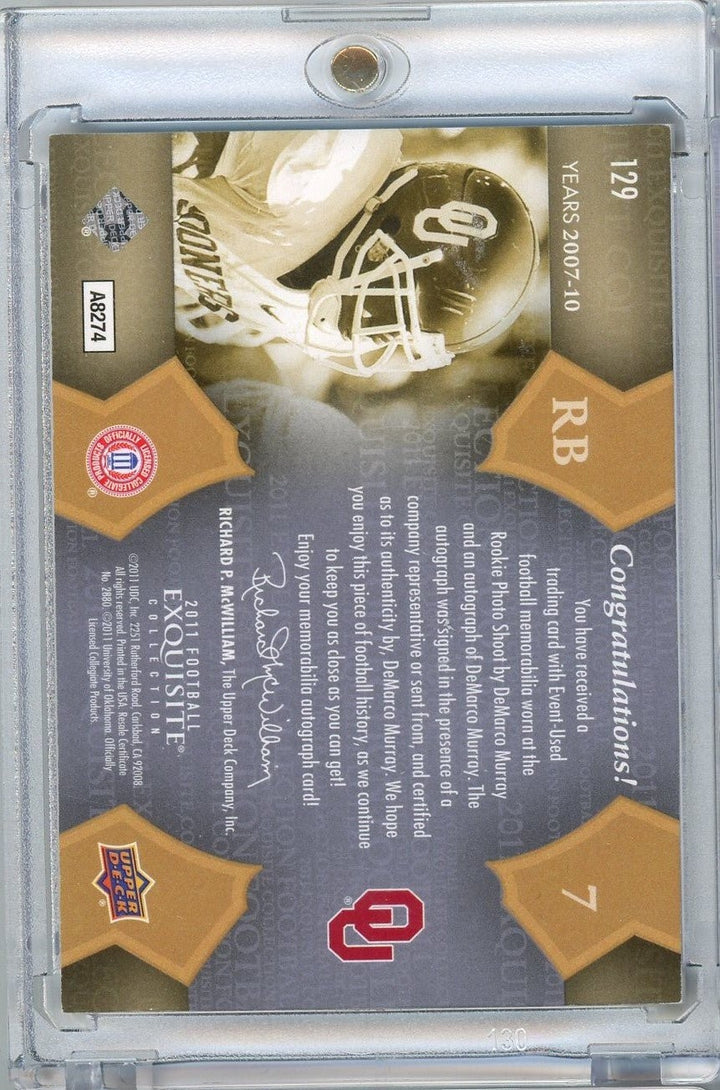 2011 Upper Deck Exquisite Football DeMarco Murray #129 /135 RPA RC Card