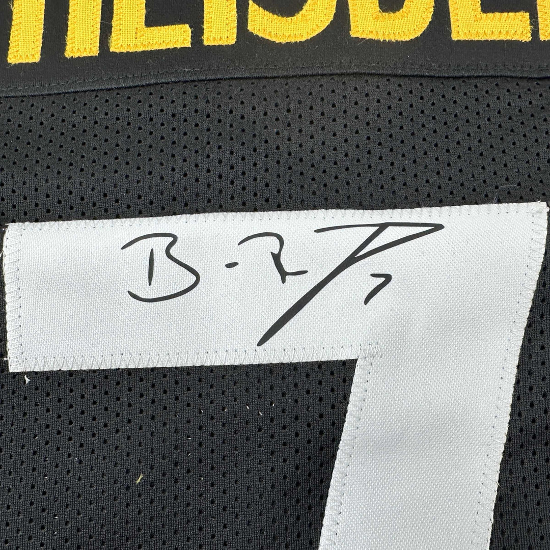 Facsimile Autographed Ben Roethlisberger Pittsburgh Black Jersey Size Men's XL