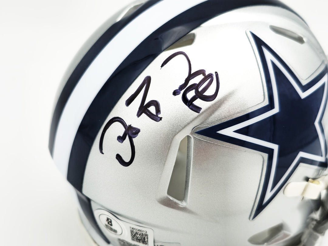 Dez Bryant Signed Dallas Cowboys Silver Speed Mini Helmet Beckett Witness