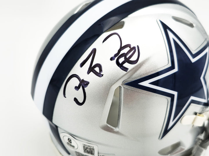 Dez Bryant Signed Dallas Cowboys Silver Speed Mini Helmet Beckett Witness